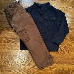 Crazy 8 Henley sweater and fleece lined cargo bottoms